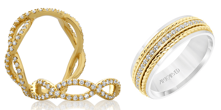 ArtCarved and A Jaffe eternity diamond wedding bands