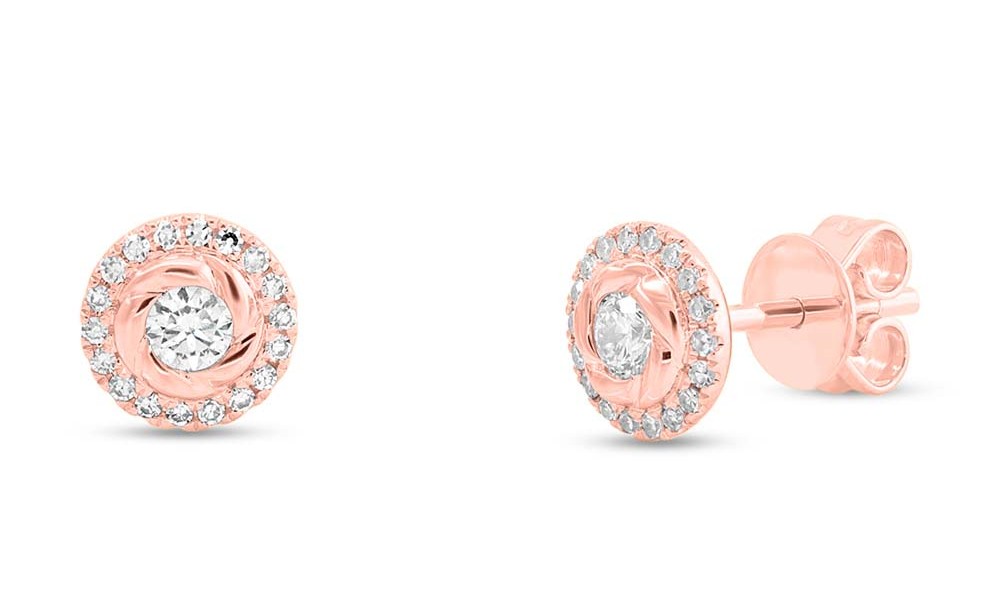 Rose gold earrings at Benari Jewelers